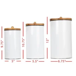 Set Of 3 White Enamel Metal Lidded Decorative Storage Canisters - Foreside Home & Garden 12 Set Of 3 White Enamel Metal Lidded Decorative Storage Canisters - Foreside Home & Garden -Baxton Studio Store GUEST c0c6c442 835c 4543 8778 335a3729c6c9