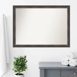 42" X 31" Non-Beveled Bark Rustic Char Narrow Bathroom Wall Mirror Dark Brown - Amanti Art -Baxton Studio Store GUEST c125778c f6ea 46eb a584 1635eaaae63c
