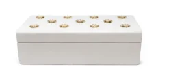 Classic Touch White Wooden Decorative Box With Gold Flower Beads -Baxton Studio Store GUEST c32a7065 028e 4341 8cca 2c442840feef