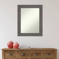 24" X 30" Non-Beveled Rustic Plank Gray Bathroom Wall Mirror - Amanti Art -Baxton Studio Store GUEST c369cffd 8c81 454a bbd4 a924d7c1a0f6