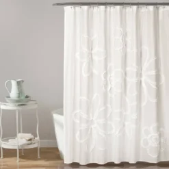 Single Ruffle Flower Shower Curtain - Lush Décor 10 Single Ruffle Flower Shower Curtain - Lush Décor -Baxton Studio Store GUEST c3b28261 86fc 4f62 9ba5 3569d125099e