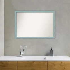 38" X 26" Non-Beveled Sky Blue Rustic Wood Bathroom Wall Mirror - Amanti Art 17 38" X 26" Non-Beveled Sky Blue Rustic Wood Bathroom Wall Mirror - Amanti Art -Baxton Studio Store GUEST c53bda5f 0e17 407b a37c ca51adf0791d