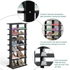 Patented 7-Tier Dual Shoe Rack Practical Free Standing Shelves Storage Shelves Concise -Baxton Studio Store GUEST c542a0cb f8f3 4691 a08b b5ba1ed8d7be