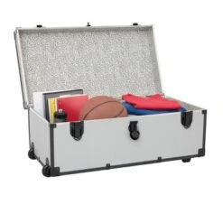 Seward Trunk 30" Paper Line Wheels Black And Alloy -Baxton Studio Store GUEST c575b5c2 7c57 464a a54e 40a678de5017