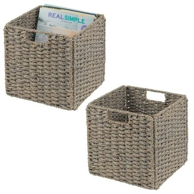 MDesign Woven Seagrass Home Storage Basket For Cube Furniture, 2 Pack 10 MDesign Woven Seagrass Home Storage Basket For Cube Furniture, 2 Pack - Image 8
