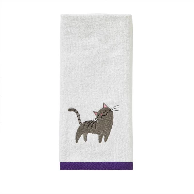 2pk Gray Cat Hand Towel Set White - SKL Home 4 2pk Gray Cat Hand Towel Set White - SKL Home - Image 2