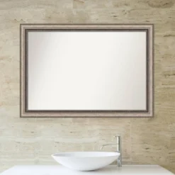 40" X 28" Non-Beveled Lyla Ornate Bathroom Wall Mirror Silver - Amanti Art -Baxton Studio Store GUEST c5ff576f fa76 40da 9d65 b89d04243565