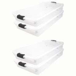 HOMZ 60 Quart Latching Underbed Durable Clear Base Storage Organizer Container Box Tote With Easy Grip Handles And Glide Wheels 12 HOMZ 60 Quart Latching Underbed Durable Clear Base Storage Organizer Container Box Tote With Easy Grip Handles And Glide Wheels -Baxton Studio Store GUEST c6bfb90f feae 49b7 9b80 2f35698e502c