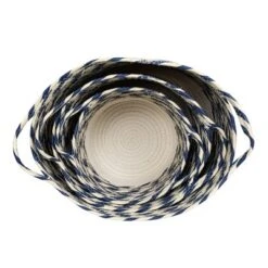 Set Of 3 White & Blue Baskets Cotton & Rope - Foreside Home & Garden -Baxton Studio Store GUEST c78f5a0d da5f 4418 90ef 31ef1e4c8bad