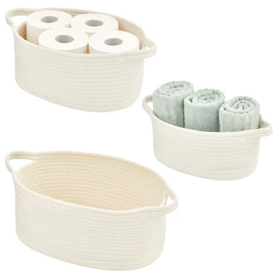 MDesign Casual Woven Cotton Rope Bathroom Basket With Handles, Set Of 3 9 MDesign Casual Woven Cotton Rope Bathroom Basket With Handles, Set Of 3 - Image 7