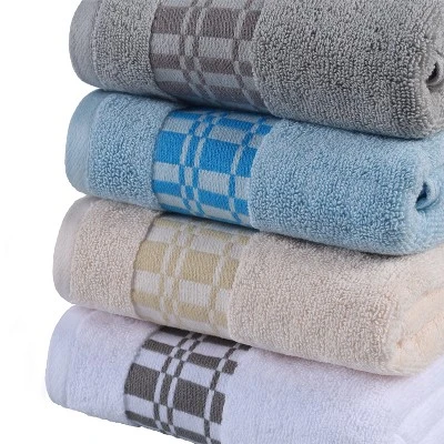 100% Cotton Medium Weight Geometric Border 8 Piece Assorted Bathroom Towel Set By Blue Nile Mills 7 100% Cotton Medium Weight Geometric Border 8 Piece Assorted Bathroom Towel Set By Blue Nile Mills - Image 5