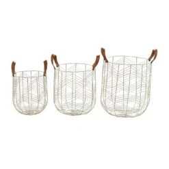 Set Of 3 Metal Storage Baskets - Olivia & May