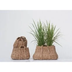Set Of 3 Decorative Seagrass Baskets With Handles Brown/Natural - Storied Home -Baxton Studio Store GUEST cc03c87b 7831 45cc 8a08 4443b106c3d1