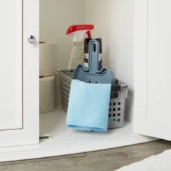 Farmlyn Creek 4 Pack Gray Plastic Storage Baskets Bins With Handles For Shelves, Closet Organizer -Baxton Studio Store GUEST cc23e9b2 3322 4658 a179 0a2ec61eb059