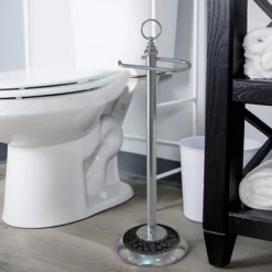 Freestanding Toilet Tissue Holder Chrome/Black - Nu Steel 7 Freestanding Toilet Tissue Holder Chrome/Black - Nu Steel -Baxton Studio Store GUEST cc4ab50e 3e99 4ddd ba6a dd1e14dd0ceb