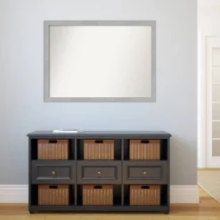 41" X 30" Non-Beveled Vista Brushed Nickel Narrow Bathroom Wall Mirror - Amanti Art -Baxton Studio Store GUEST cc989bc2 3692 44de b1cb 4251d2519bc8