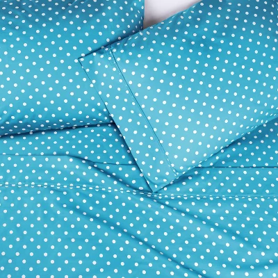 Polka Dot Cotton Blend Deep Pocket Bed Sheet Set By Blue Nile Mills 6 Polka Dot Cotton Blend Deep Pocket Bed Sheet Set By Blue Nile Mills - Image 4