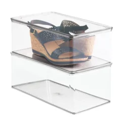 MDesign Stackable Closet Storage Bin Box With Lid, 2 Pack - Clear -Baxton Studio Store GUEST cd808c71 b822 4d25 bcaf 27baee4fab9e