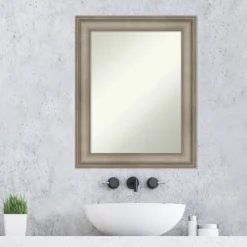 24" X 30" Non-Beveled Mezzanine Antique Narrow Wood Bathroom Wall Mirror Silver - Amanti Art 13 24" X 30" Non-Beveled Mezzanine Antique Narrow Wood Bathroom Wall Mirror Silver - Amanti Art -Baxton Studio Store GUEST ce6728a3 f80d 4774 90bc 18a6817c66c0