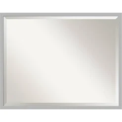 Hera Brushed Framed Bathroom Vanity Wall Mirror Chrome - Amanti Art -Baxton Studio Store GUEST cf777d8d a40e 4ef0 9801 7e9ae9303f8f