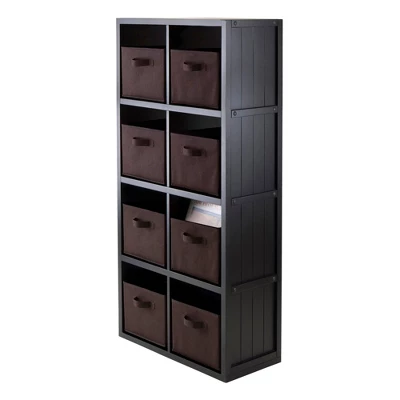 40.08" 9pc Timothy Set Storage Shelf 4X2 With Baskets Black - Winsome 3 40.08" 9pc Timothy Set Storage Shelf 4X2 With Baskets Black - Winsome