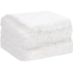 PiccoCasa Luxury Soft Fluffy Shaggy Faux Fur Bed Blanket 1 Pc