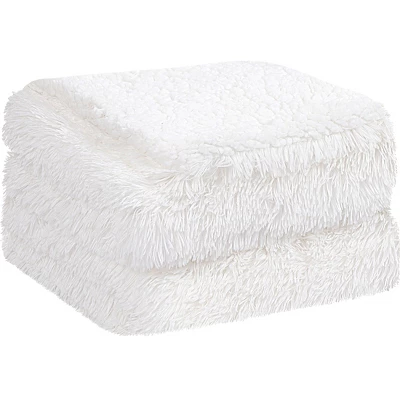 PiccoCasa Luxury Soft Fluffy Shaggy Faux Fur Bed Blanket 1 Pc 3 PiccoCasa Luxury Soft Fluffy Shaggy Faux Fur Bed Blanket 1 Pc