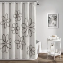 Single Ruffle Flower Shower Curtain - Lush Décor 11 Single Ruffle Flower Shower Curtain - Lush Décor -Baxton Studio Store GUEST d1cc2373 7776 435e bcb6 2904a7d15296