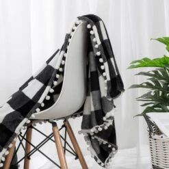 PiccoCasa Plaid Throw Blanket With Pom Poms Tartan Checkered Fleece Blanket 13 PiccoCasa Plaid Throw Blanket With Pom Poms Tartan Checkered Fleece Blanket -Baxton Studio Store GUEST d316b6e1 e69d 42c5 a9ca aa3b95ca3720