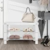 Costway Bamboo Shoe Rack Bench 3-Tier Storage Shelf Holder Home Entryway Hallway White -Baxton Studio Store GUEST d62b789f 9710 499b b563 3de047105a4a