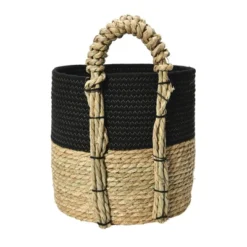 Household Essentials Terra Braid Grass Basket Black/Natural -Baxton Studio Store GUEST d7142dec 84e8 4fe8 85c9 c07ad62e47bc