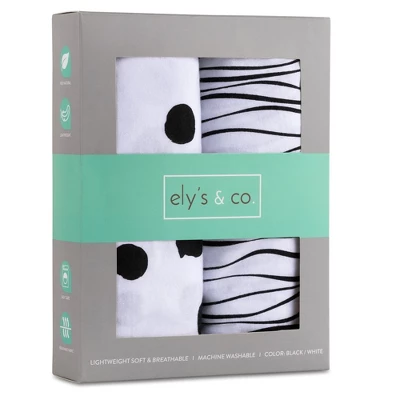 Ely’s & Co. Baby Fitted Sheet 100% Combed Jersey Cotton White Abstract Stripes And Dots Black 2 Pack 4 Ely’s & Co. Baby Fitted Sheet 100% Combed Jersey Cotton White Abstract Stripes And Dots Black 2 Pack - Image 2