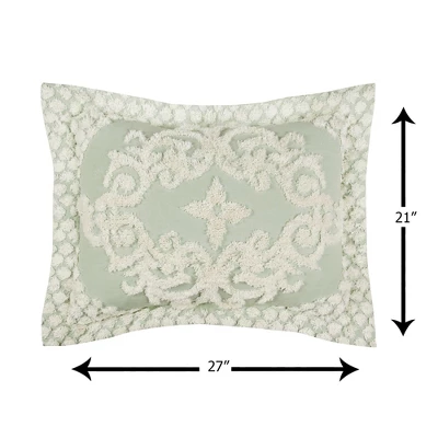 Set Of 2 Twin Florence Collection 100% Cotton Tufted Unique Luxurious Medallion Design Bedspread Sage - Better Trends 4 Set Of 2 Twin Florence Collection 100% Cotton Tufted Unique Luxurious Medallion Design Bedspread Sage - Better Trends - Image 2