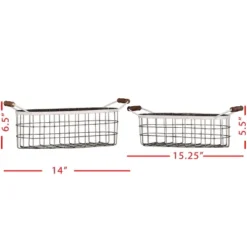 Set Of 2 Oblong Metal & Wood Handled Baskets - Foreside Home & Garden -Baxton Studio Store GUEST d91bc97e 569e 47cb 9d97 cc225a05317d