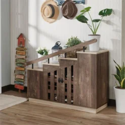 Barstead Wood Staircase Shoe Cabinet In Reclaimed Oak - Furniture Of America -Baxton Studio Store GUEST d98baba4 c2be 4841 86b2 151ee6d09f26