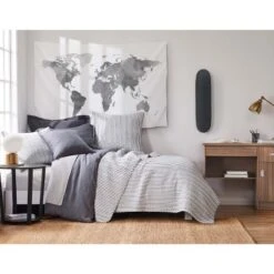 Grey Sateen Twin-XL 3pc Sheet Set - Levtex Home -Baxton Studio Store GUEST dc53a7ac 7083 41b1 8360 a646f7f67e1b