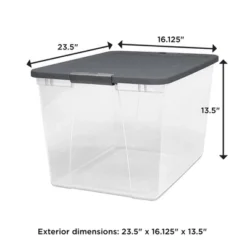 Homz 64-Quart Clear Plastic Stackable Storage Bin With Lid Container Box With Latching Handles For Home Garage Organization, Gray (2 Pack) 8 Homz 64-Quart Clear Plastic Stackable Storage Bin With Lid Container Box With Latching Handles For Home Garage Organization, Gray (2 Pack) -Baxton Studio Store GUEST dc6a0740 a26b 4c53 9a98 b2271da6b49f