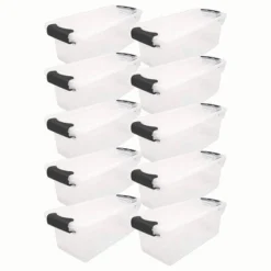 Homz 7.5 Quart Clear Plastic Stackable Storage Container Tote With Secure Latching Lid For Home And Office Organization -Baxton Studio Store GUEST dddaf4f8 12ab 417c 9a62 8ba94870e38c