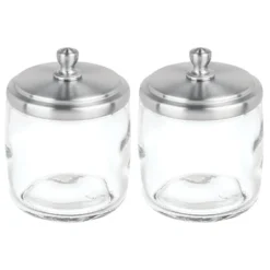 MDesign Glass Vanity Storage Organizer Apothecary Jar, 2 Pack -Baxton Studio Store GUEST dde5939c 84a2 40e3 ab7f 9625961cd54e