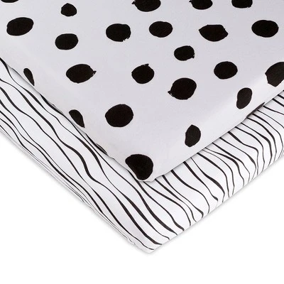 Ely’s & Co. Baby Fitted Sheet 100% Combed Jersey Cotton White Abstract Stripes And Dots Black 2 Pack 5 Ely’s & Co. Baby Fitted Sheet 100% Combed Jersey Cotton White Abstract Stripes And Dots Black 2 Pack - Image 3