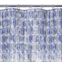 Hexagon Border Shower Curtain Blue - Allure Home Creation -Baxton Studio Store GUEST df102d02 2a46 4695 9ec4 3c57b47264bc