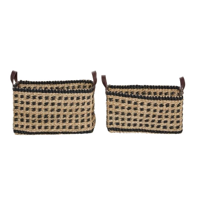 2pk Wood Storage Baskets Brown - Olivia & May 6 2pk Wood Storage Baskets Brown - Olivia & May - Image 4