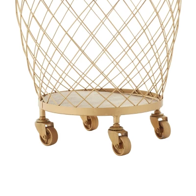 2pk Modern Metallic Rolling Baskets Gold - Olivia & May 7 2pk Modern Metallic Rolling Baskets Gold - Olivia & May - Image 5