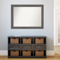 44" X 33" Non-Beveled Rustic Plank Gray Bathroom Wall Mirror - Amanti Art -Baxton Studio Store GUEST df4e2a24 8322 4d9f 9ca4 76f9230794fd