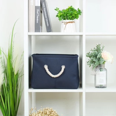 Unique Bargains Home Closet Cotton Fabric Decorative Storage Bin Small Dark Blue 1 Pc 4 Unique Bargains Home Closet Cotton Fabric Decorative Storage Bin Small Dark Blue 1 Pc - Image 2