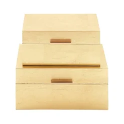 Set Of 2 Decorative Glam Metallic Leaf Boxes - CosmoLiving By Cosmopolitan -Baxton Studio Store GUEST e02d2d0c 6448 4244 9e04 447e61df90a9