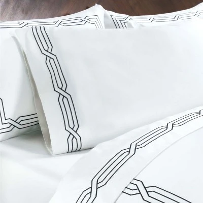 Luxury 1200 Thread Count Premium Cotton Geometric Scroll Embroidered 4 Piece Bed Sheet Set By Blue Nile Mills 6 Luxury 1200 Thread Count Premium Cotton Geometric Scroll Embroidered 4 Piece Bed Sheet Set By Blue Nile Mills - Image 4