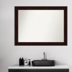 43" X 32" Non-Beveled Bathroom Wall Mirror Coffee Bean Brown - Amanti Art -Baxton Studio Store GUEST e1492abc 46f3 4f17 bab1 2c3e02ad56ee