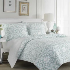 Mia Reversible Quilt Set Blue - Laura Ashley 11 Mia Reversible Quilt Set Blue - Laura Ashley -Baxton Studio Store GUEST e17289a8 7903 4191 83ff e518b8e10575