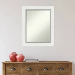 24" X 30" Non-Beveled Eva Bathroom Wall Mirror White - Amanti Art -Baxton Studio Store GUEST e32543db bd8c 4d72 900f 6840e00072bd